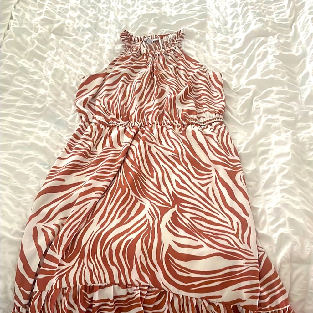 Nine West Brown and White Zebra Print Dress